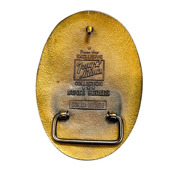 Vintage Tony Lama Collection State Series Texas Brass Belt Buckle - Picture 2 of 2